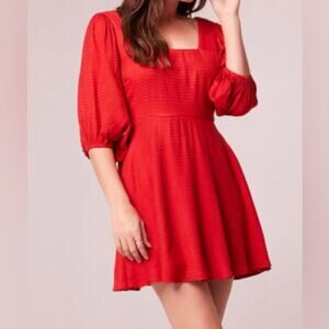 ❤️ Red Summer Party Puff Sleeve Mini Dress Size XS Girly Tomato Girl summer